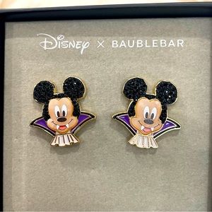 Disney x Baublebar Mickey Mouse Vampire‎ Halloween Black Crystal Stud Earrings